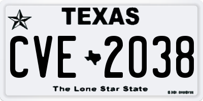 TX license plate CVE2038