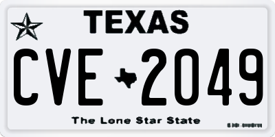 TX license plate CVE2049