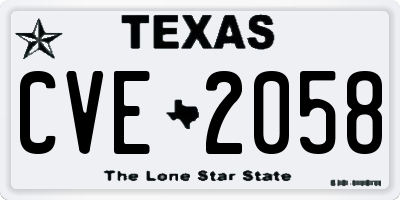 TX license plate CVE2058