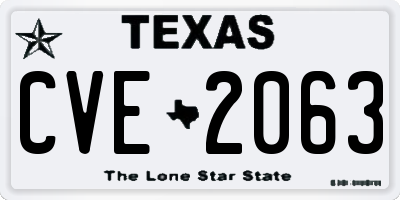 TX license plate CVE2063