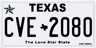 TX license plate CVE2080
