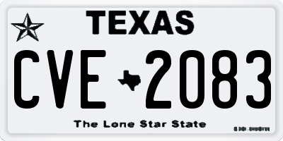 TX license plate CVE2083