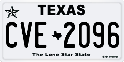 TX license plate CVE2096