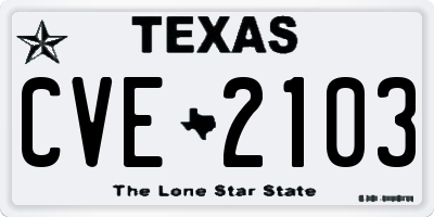 TX license plate CVE2103
