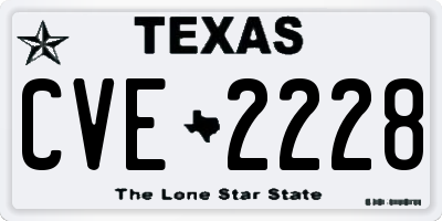 TX license plate CVE2228