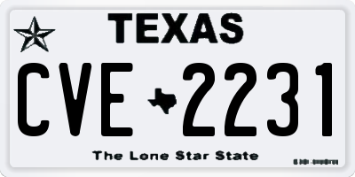 TX license plate CVE2231
