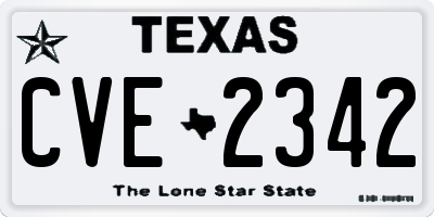 TX license plate CVE2342