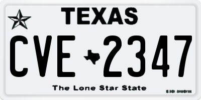 TX license plate CVE2347