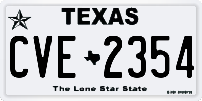 TX license plate CVE2354