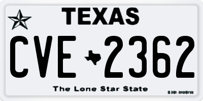TX license plate CVE2362