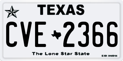 TX license plate CVE2366