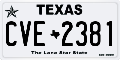 TX license plate CVE2381