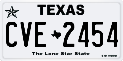 TX license plate CVE2454