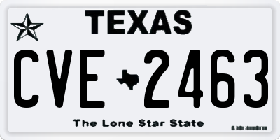 TX license plate CVE2463
