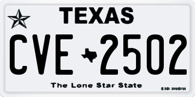 TX license plate CVE2502