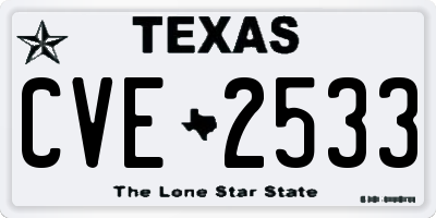 TX license plate CVE2533