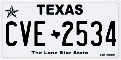 TX license plate CVE2534