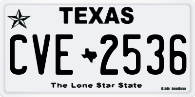TX license plate CVE2536