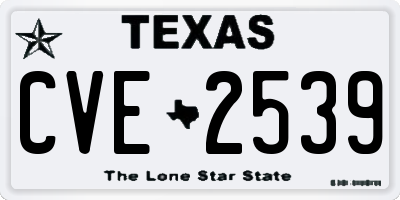 TX license plate CVE2539