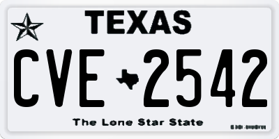 TX license plate CVE2542