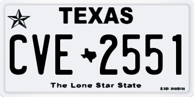 TX license plate CVE2551