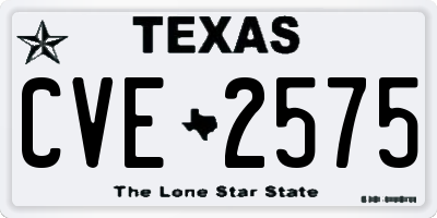 TX license plate CVE2575