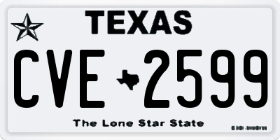 TX license plate CVE2599