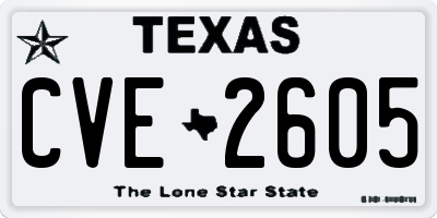 TX license plate CVE2605