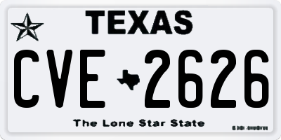 TX license plate CVE2626