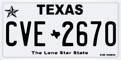 TX license plate CVE2670