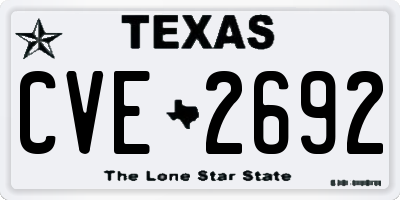 TX license plate CVE2692