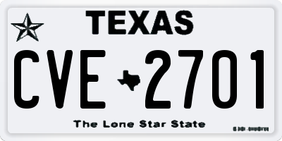 TX license plate CVE2701