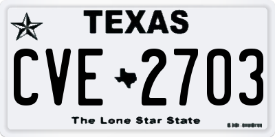 TX license plate CVE2703