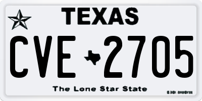 TX license plate CVE2705