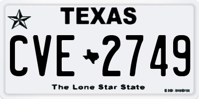 TX license plate CVE2749