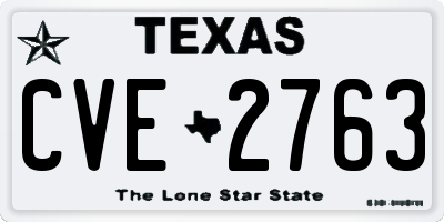 TX license plate CVE2763