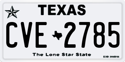 TX license plate CVE2785