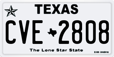 TX license plate CVE2808