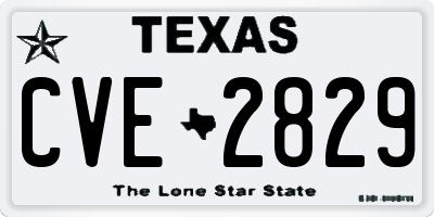 TX license plate CVE2829
