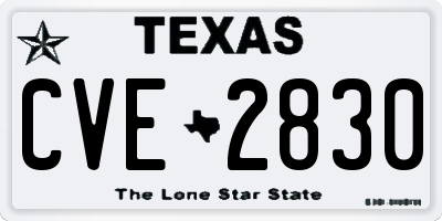 TX license plate CVE2830