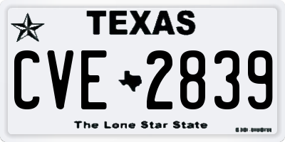 TX license plate CVE2839