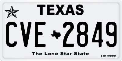 TX license plate CVE2849