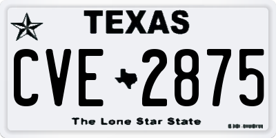 TX license plate CVE2875