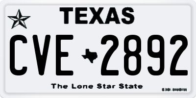TX license plate CVE2892