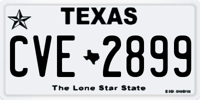 TX license plate CVE2899