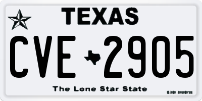 TX license plate CVE2905