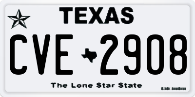 TX license plate CVE2908