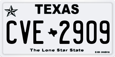 TX license plate CVE2909