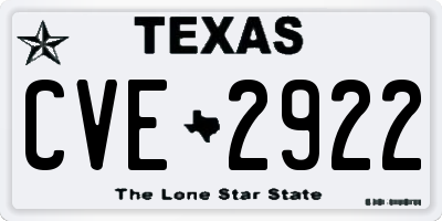TX license plate CVE2922