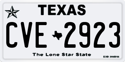 TX license plate CVE2923